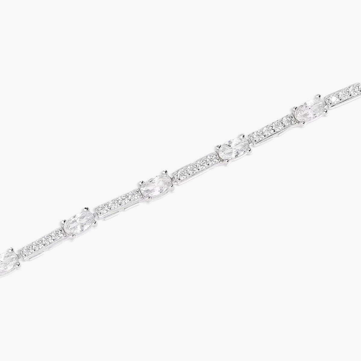 Pulsera de plata 1ª ley circonitas eslabón rectangular 17-20 cm