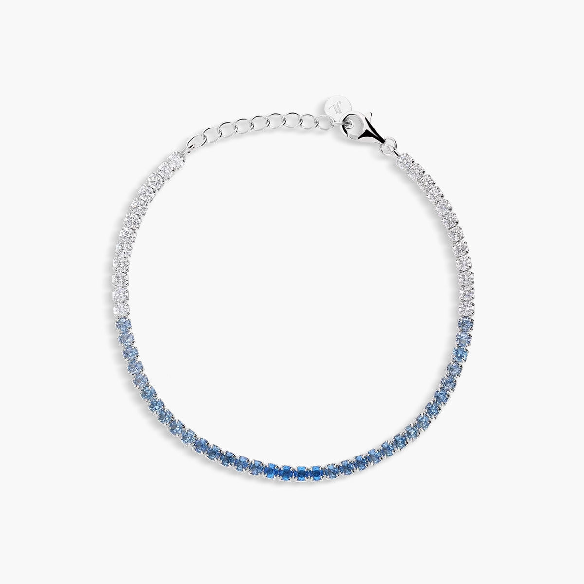 Pulsera de plata 1ª ley circonitas azul 17-20 cm RAINBOW TENNIS