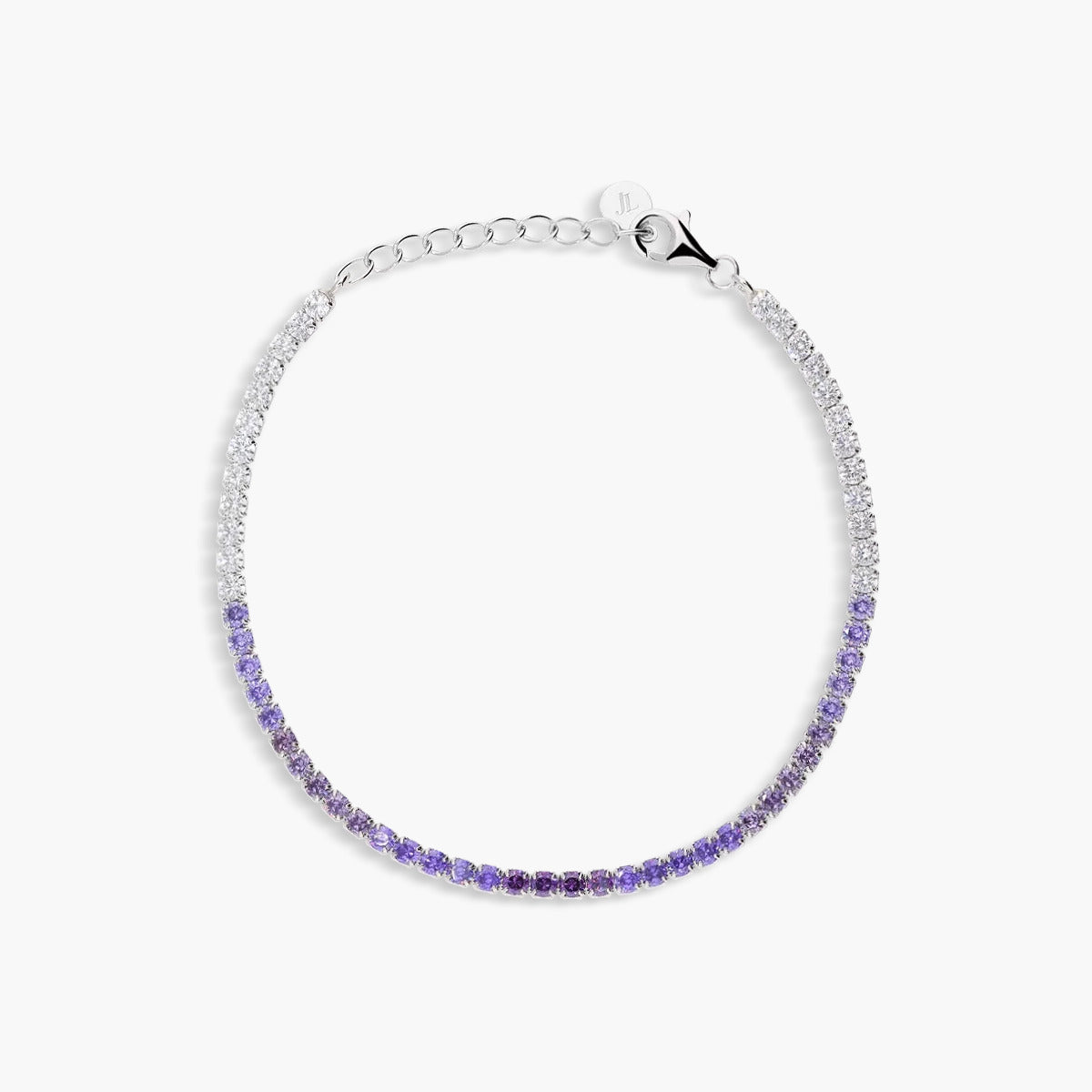 Pulsera de plata 1ª ley circonitas violeta 17-20 cm RAINBOW TENNIS