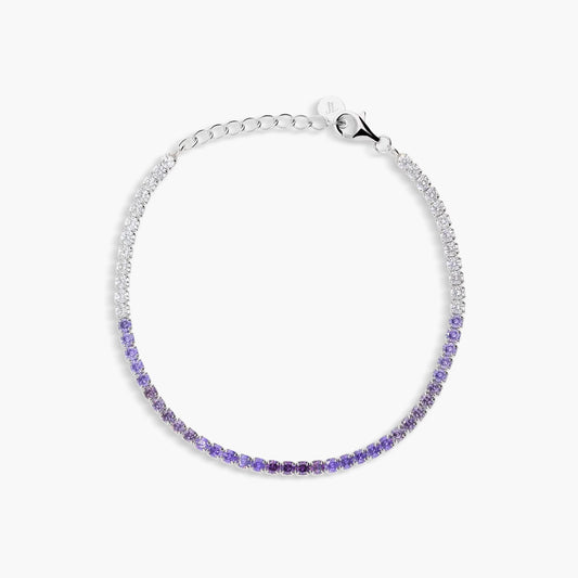 Pulsera de plata 1ª ley circonitas violeta 17-20 cm RAINBOW TENNIS
