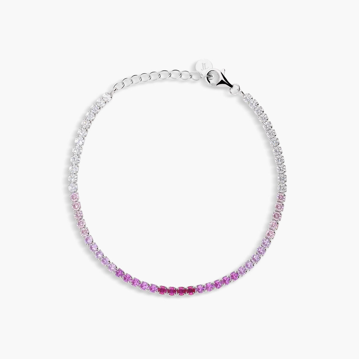 Pulsera de plata 1ª ley circonitas rosa 17-20 cm RAINBOW TENNIS