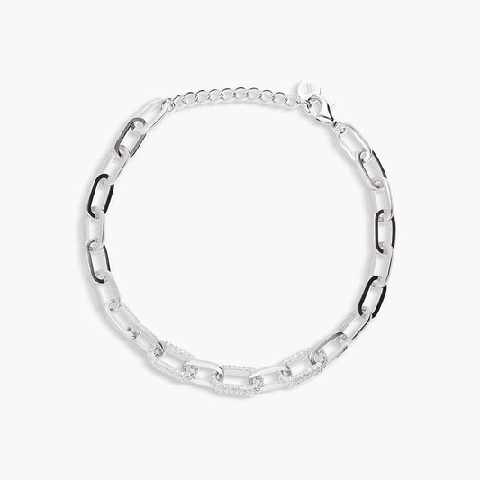 Pulsera de plata 1ª ley circonitas eslabón oval 18-21 cm