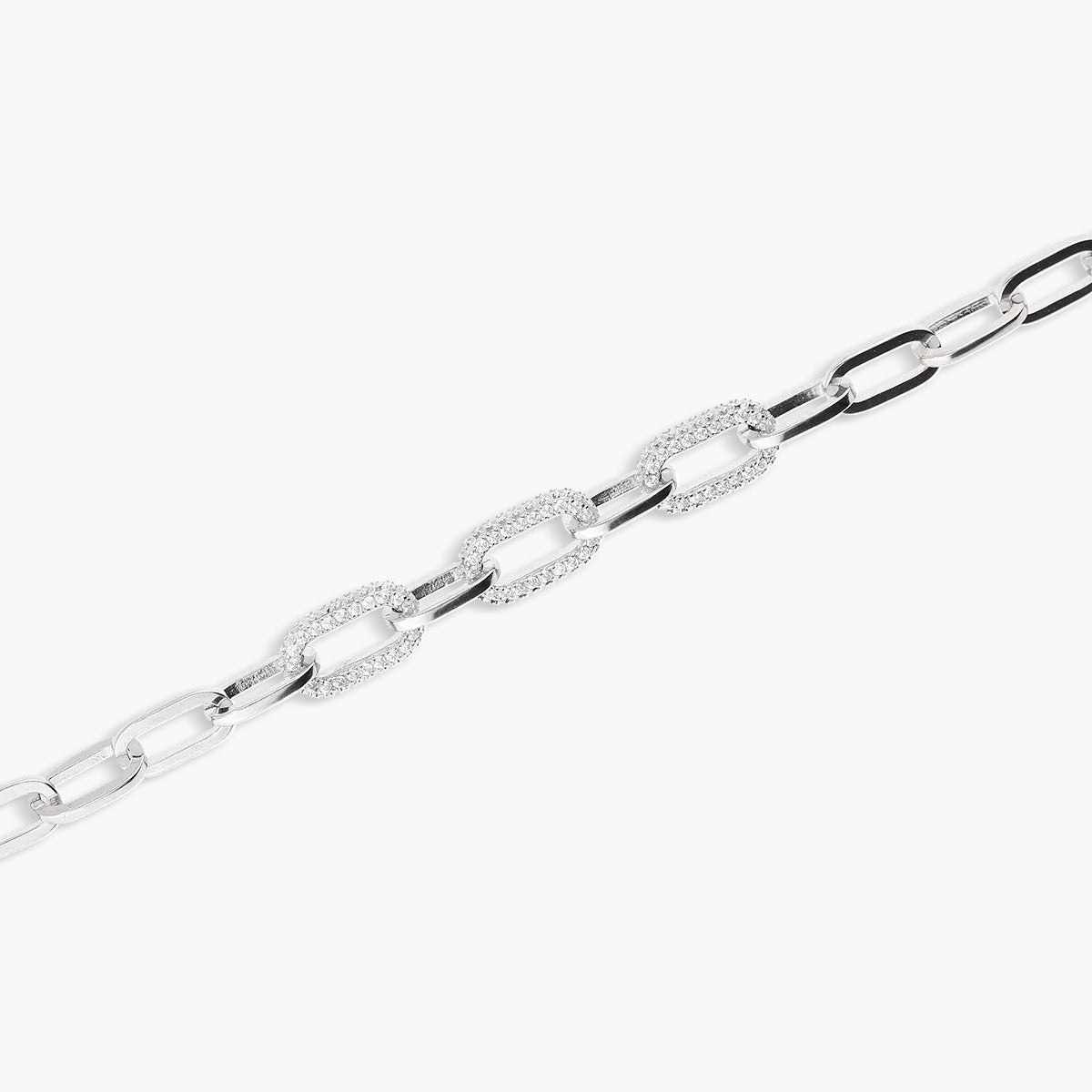 Pulsera de plata 1ª ley circonitas eslabón oval 18-21 cm