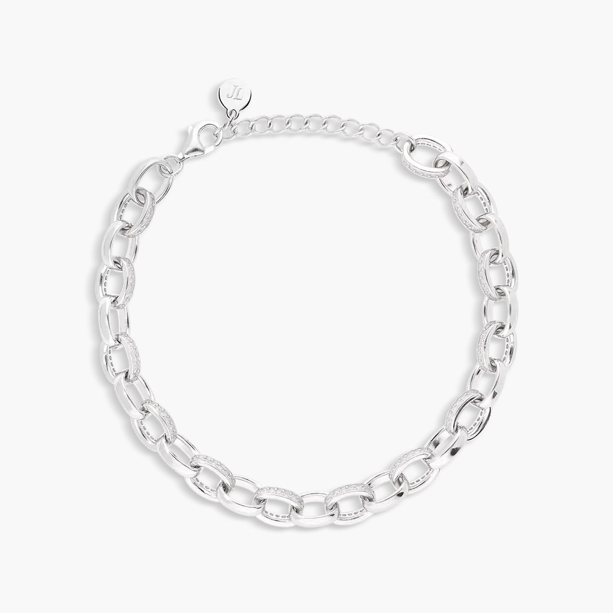 Pulsera de plata 1ª ley circonitas eslabón oval 17-21 cm