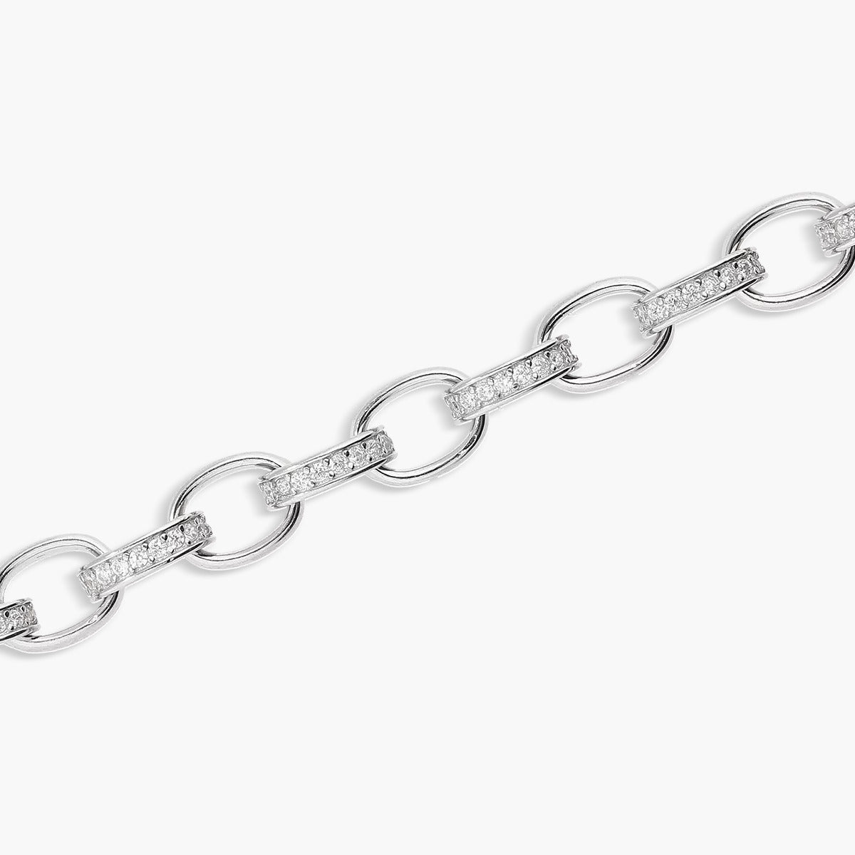 Pulsera de plata 1ª ley circonitas eslabón oval 17-21 cm