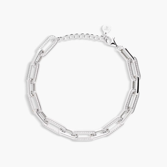 Pulsera de plata 1ª ley circonitas eslabón oval 17-20 cm