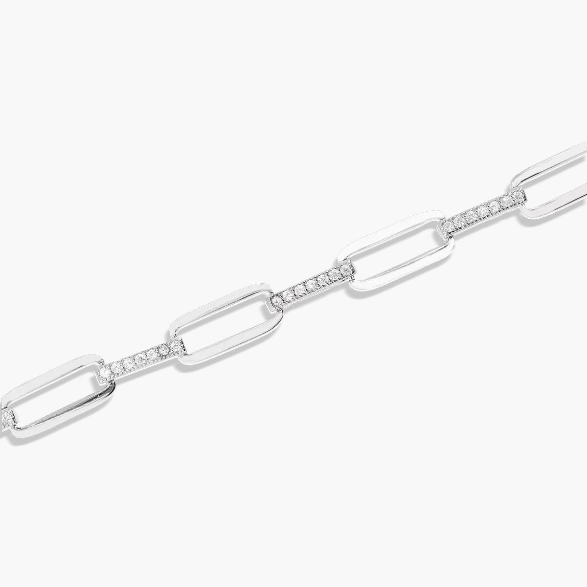 Pulsera de plata 1ª ley circonitas eslabón rectangular 17-20 cm