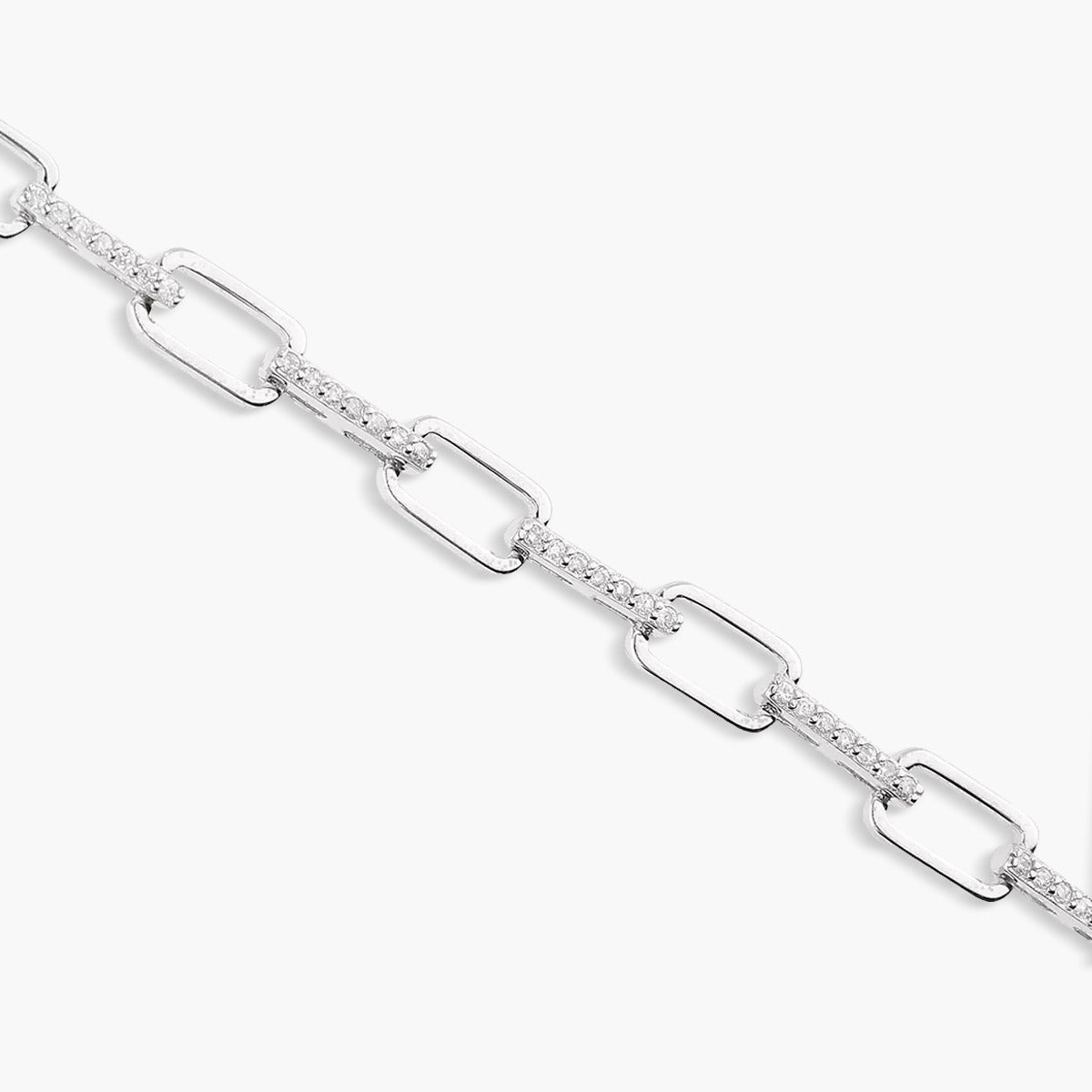 Pulsera de plata 1ª ley circonitas eslabón rectangular 17-20 cm