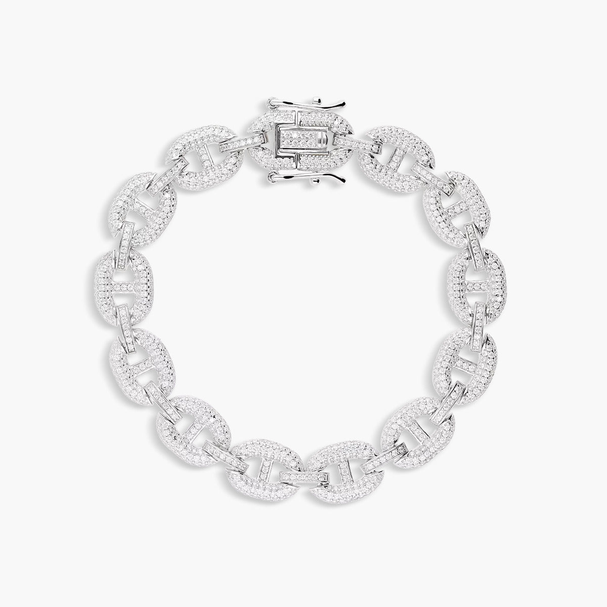 Pulsera de plata 1ª ley circonitas eslabón ancla 18 cm