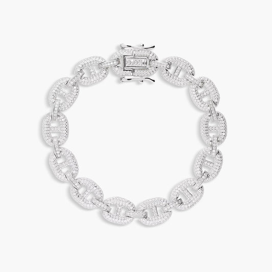 Pulsera de plata 1ª ley circonitas eslabón ancla 18 cm