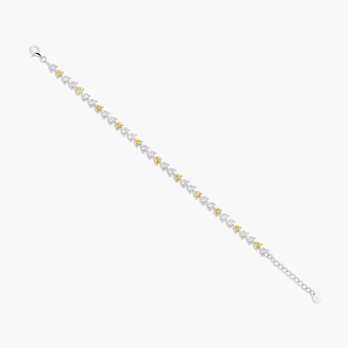 Pulsera de plata 1ª ley circonitas corazones amarillo 17-20 cm FANCY LOVE
