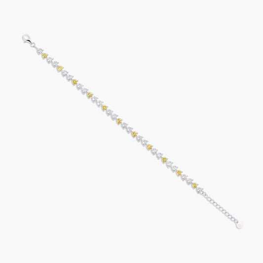 Pulsera de plata 1ª ley circonitas corazones amarillo 17-20 cm FANCY LOVE