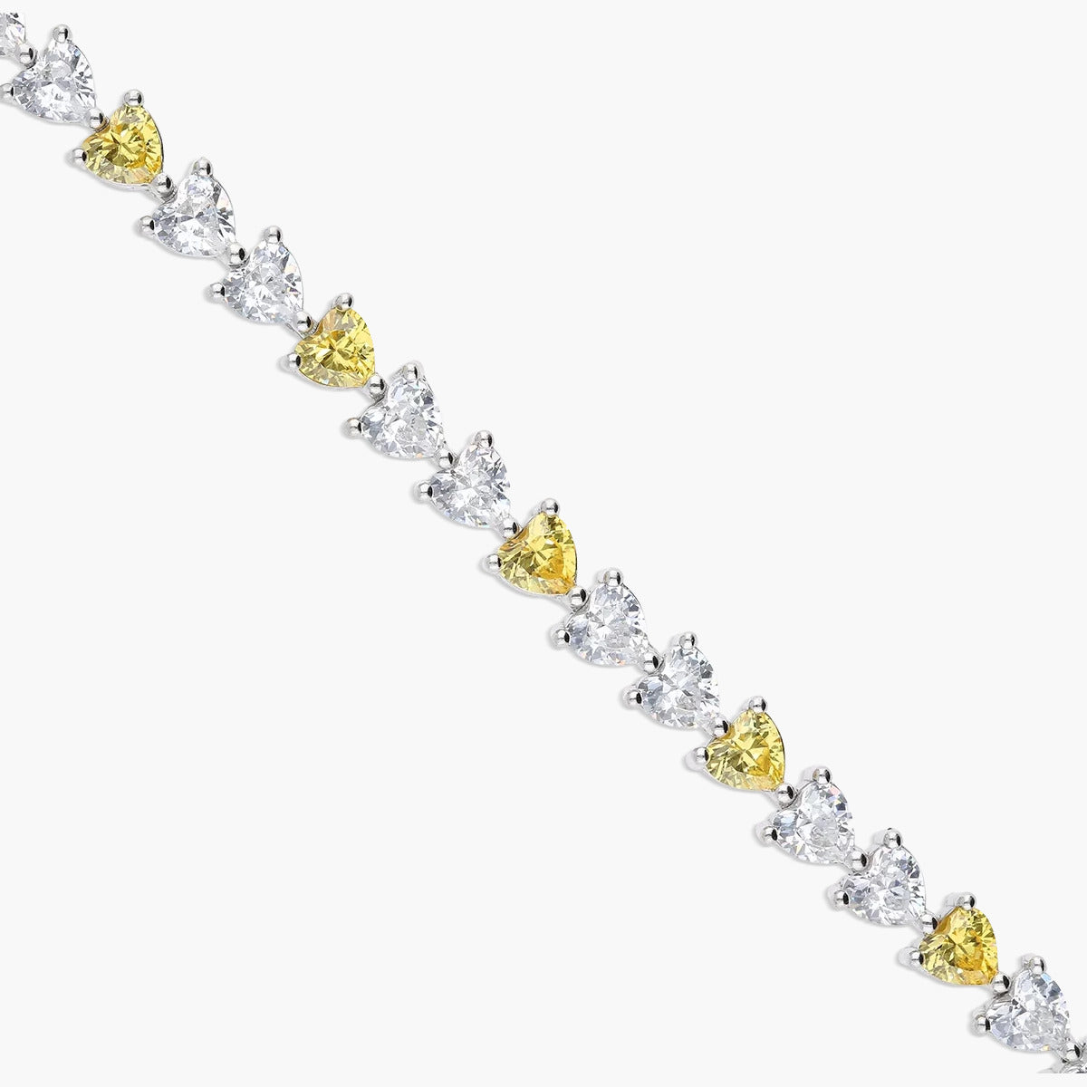Pulsera de plata 1ª ley circonitas corazones amarillo 17-20 cm FANCY LOVE