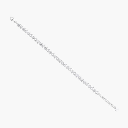 Pulsera de plata 1ª ley circonitas corazones 17-20 cm FANCY LOVE