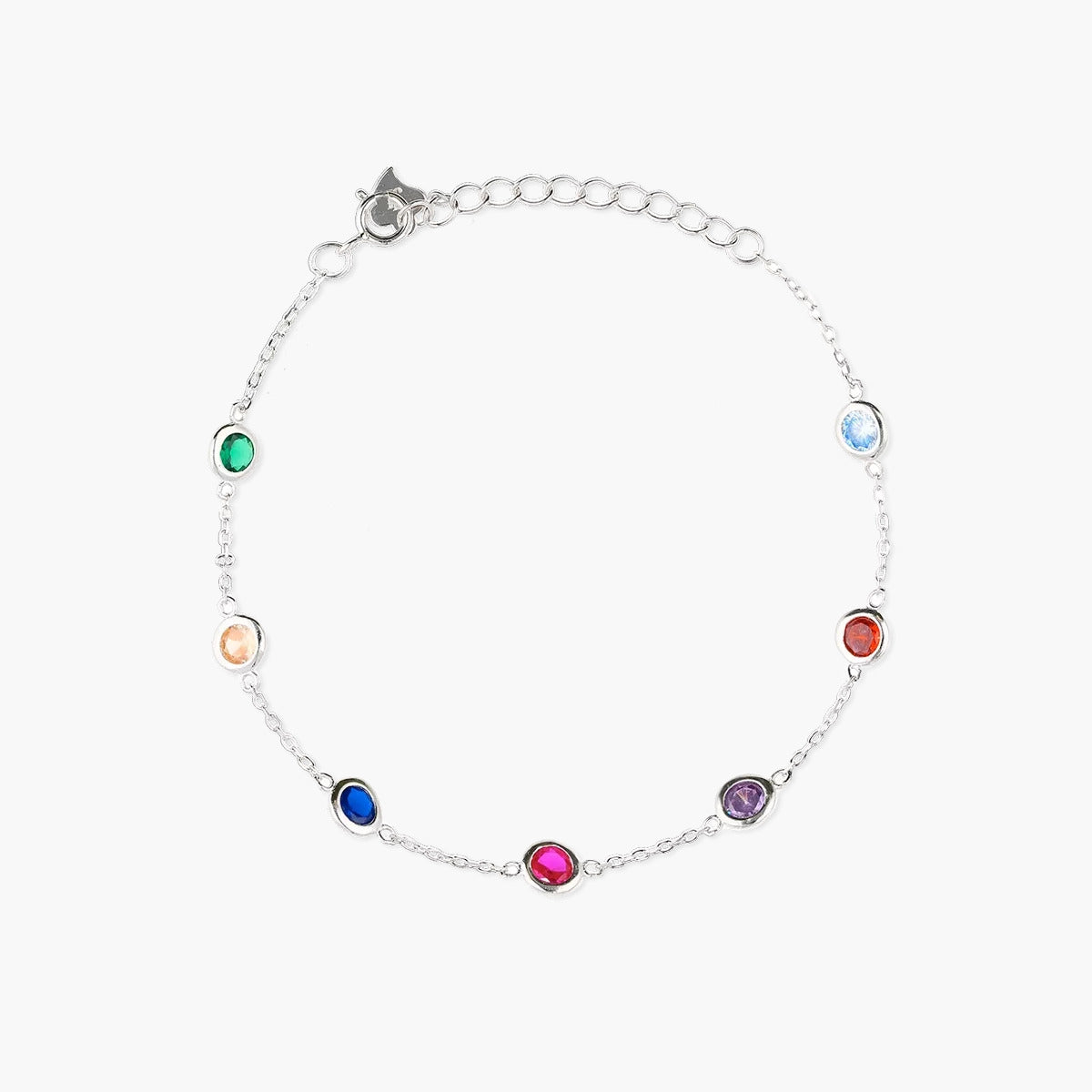 Pulsera de plata 1ª ley circonitas multicolor 16-19 cm