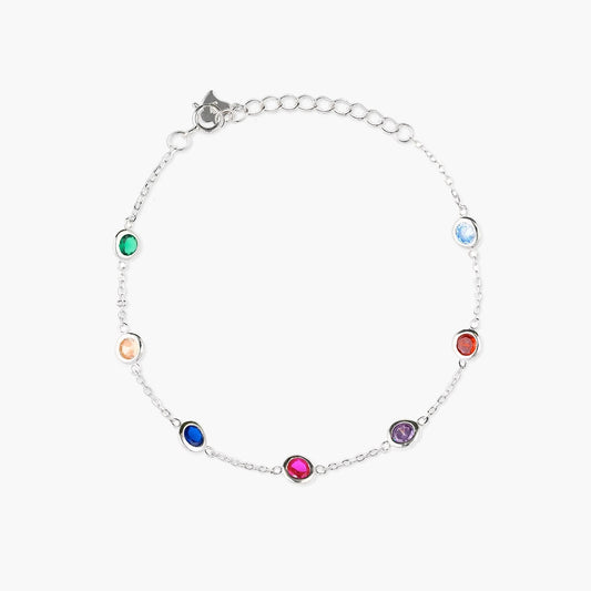 Pulsera de plata 1ª ley circonitas multicolor 16-19 cm