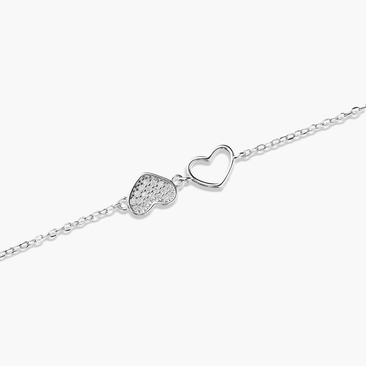 Pulsera de plata 1ª ley circonitas doble corazón 17-20 cm