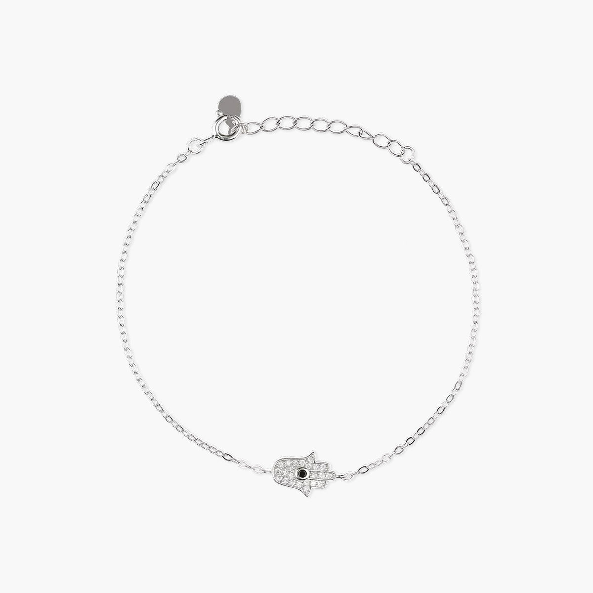 Pulsera de plata 1ª ley circonitas mano de Fátima 16-19 cm