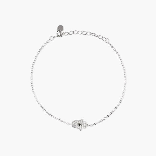 Pulsera de plata 1ª ley circonitas mano de Fátima 16-19 cm