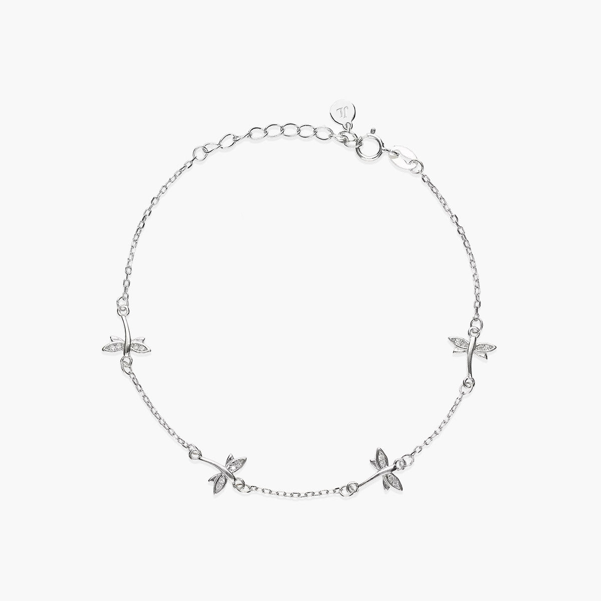 Pulsera de plata 1ª ley circonitas libélula 17-20 cm 