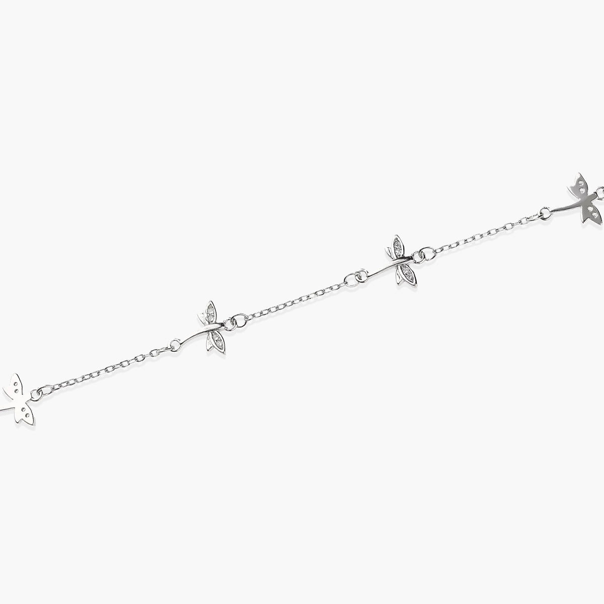 Pulsera de plata 1ª ley circonitas libélula 17-20 cm 