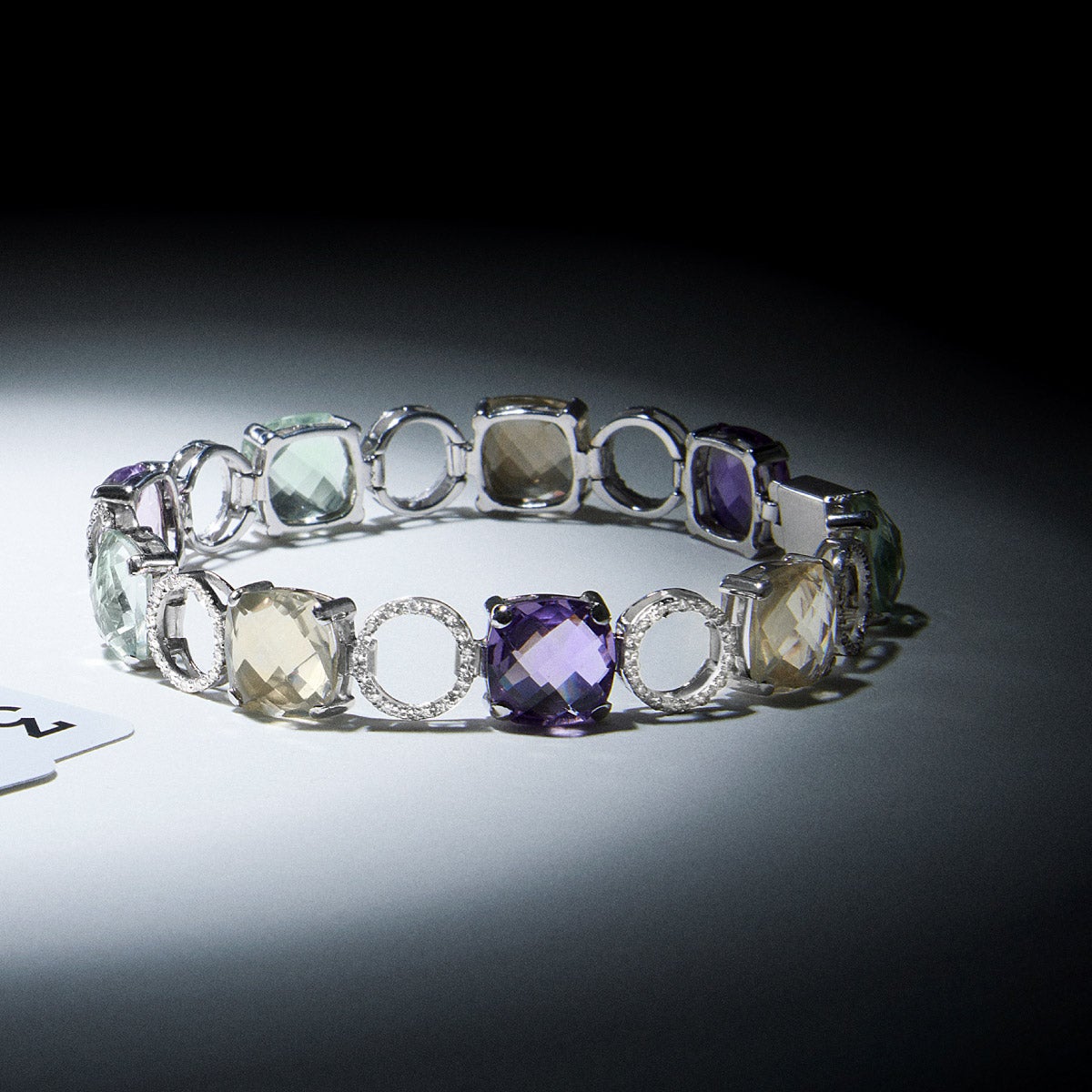 Pulsera de oro blanco 18K diamante natural 0.78 ct. 19 cm MIRAGE