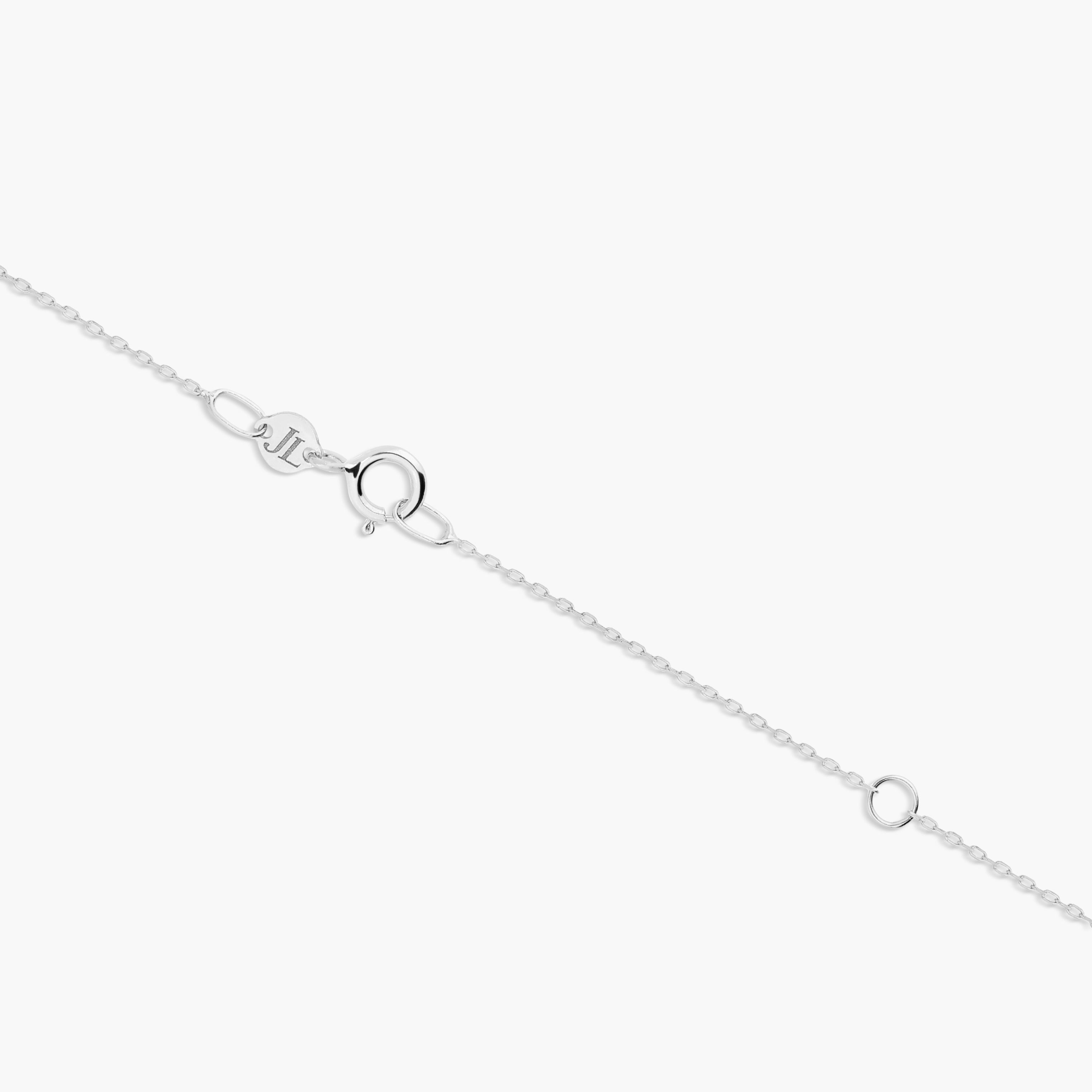 Collar alianzas de oro blanco 18K diamante natural 0.01 ct. "Juntos siempre" 8 mm