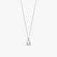 Collar de oro blanco 18K diamante natural 0.01 ct. aguamarina 6 mm GLACIER