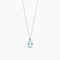 Collar de oro blanco 18K diamante natural 0.02 ct. aguamarina 7 mm GLACIER