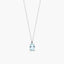 Collar de oro blanco 18K diamante natural 0.02 ct. aguamarina 7 mm GLACIER