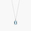 Collar cuadrado de oro blanco 18K diamante natural 0.02 ct. aguamarina 7 mm GLACIER