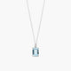 Collar cuadrado de oro blanco 18K diamante natural 0.02 ct. aguamarina 7 mm GLACIER
