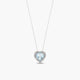 Collar corazón de oro blanco 18K diamante natural 0.12 ct. aguamarina 11 mm LOVE AQUAMARINE