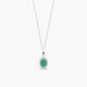 Collar de oro blanco 18K diamante natural 0.08 ct. esmeralda 11 mm RANI EMERALD