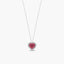 Collar corazón de oro blanco 18K diamante natural 0.08 ct. rubí 7 mm LOVE RUBY