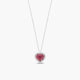 Collar corazón de oro blanco 18K diamante natural 0.08 ct. rubí 7 mm LOVE RUBY