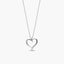 Collar silueta corazón de oro blanco 18K diamante natural 0.02 ct. 18 mm