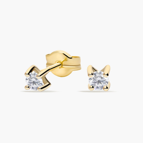 Pendientes redondos de oro 18K diamante natural 0.30 ct. 3 mm
