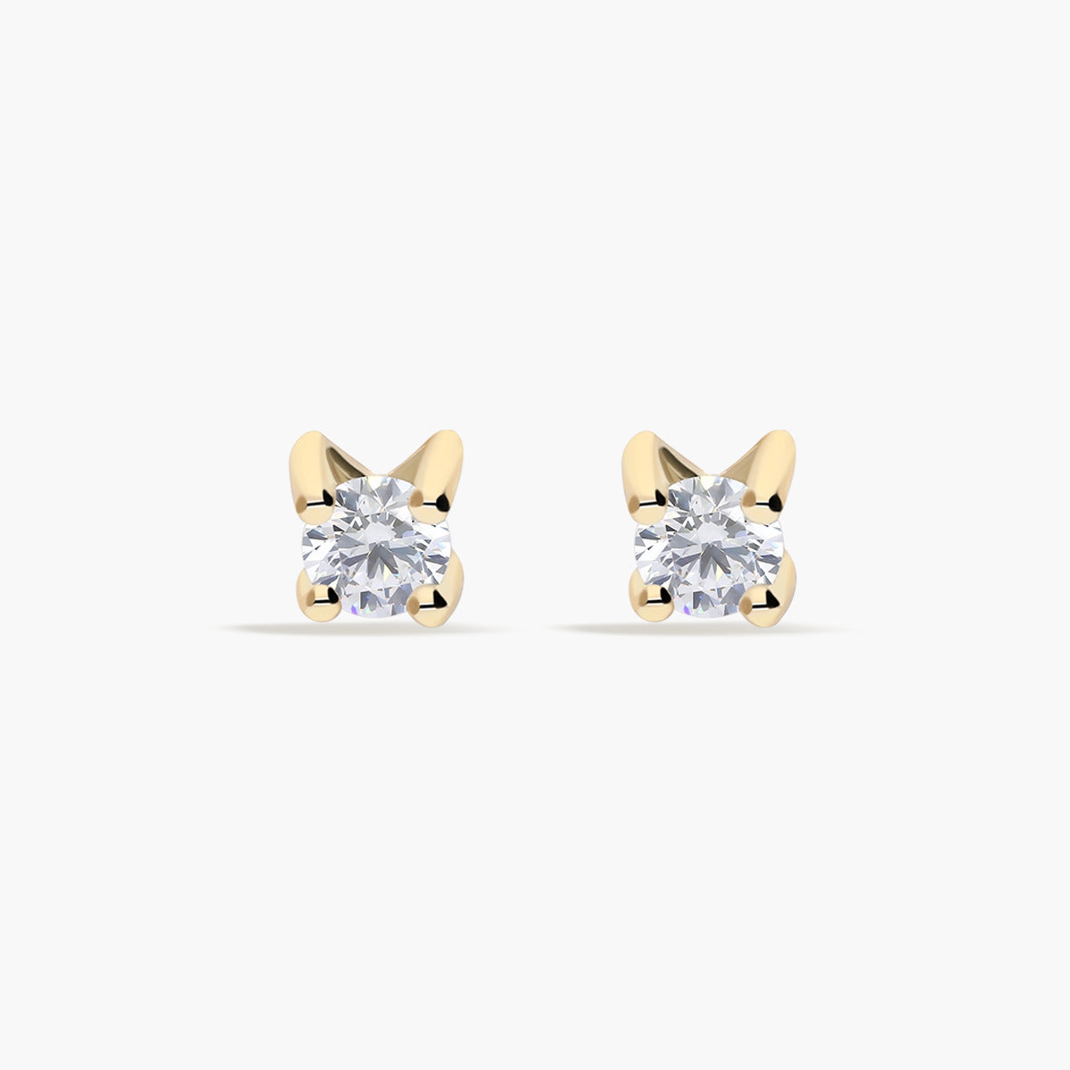 Pendientes redondos de oro 18K diamante natural 0.30 ct. 3 mm