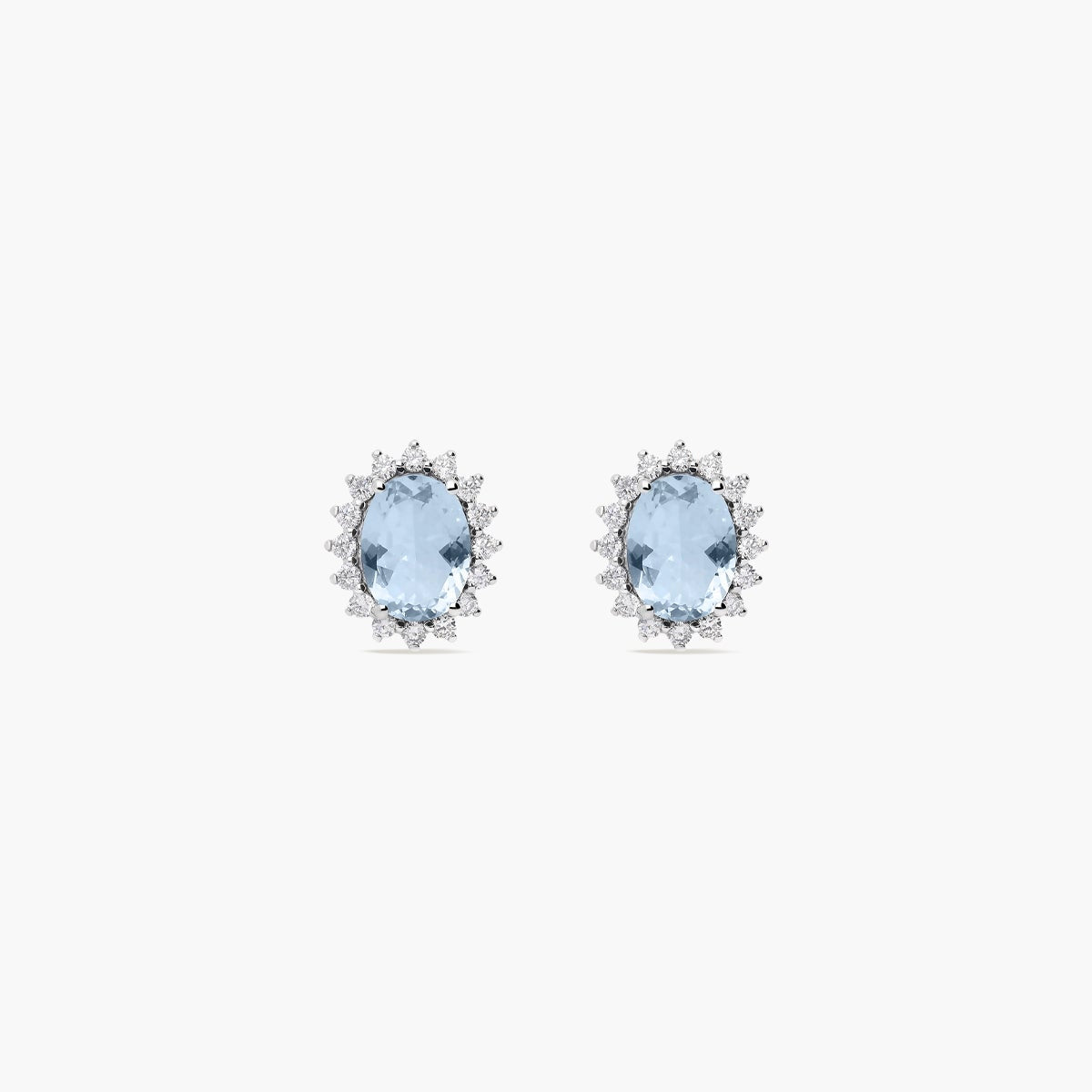 Pendientes de oro blanco 18K diamante natural 0.80 ct. aguamarina 13 mm IMPERIAL AQUAMARINE
