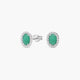 Pendientes de oro blanco 18K diamante natural 0.16 ct. esmeralda 8 mm RANI EMERALD