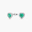 Pendientes de oro blanco 18K diamante natural 0.16 ct. esmeralda 8 mm LOVE EMERALD