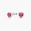 Pendientes de oro blanco 18K diamante natural 0.16 ct. rubí 8 mm LOVE RUBY