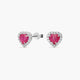 Pendientes de oro blanco 18K diamante natural 0.16 ct. rubí 8 mm LOVE RUBY