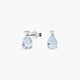 Pendientes de oro blanco 18K diamante natural 0.02 ct. aguamarina 7 mm GLACIER
