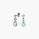 Pendientes largos de oro blanco 18K diamante natural 0.12 ct. aguamarina 16 mm GLACIER