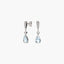 Pendientes largos de oro blanco 18K diamante natural 0.10 ct. aguamarina 19 mm GLACIER