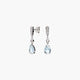 Pendientes largos de oro blanco 18K diamante natural 0.10 ct. aguamarina 19 mm GLACIER