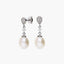 Pendientes largos de oro blanco 18K diamante natural 0.11 ct. con perlas 21 mm TREASURE