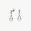 Pendientes largos de oro blanco 18K diamante natural 0.10 ct. con perlas 20 mm TREASURE